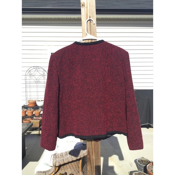 Vintage Pendleton Womens Wool Jacket Size 16 Burgundy Red Tweed Cardigan Classic - Picture 4 of 13
